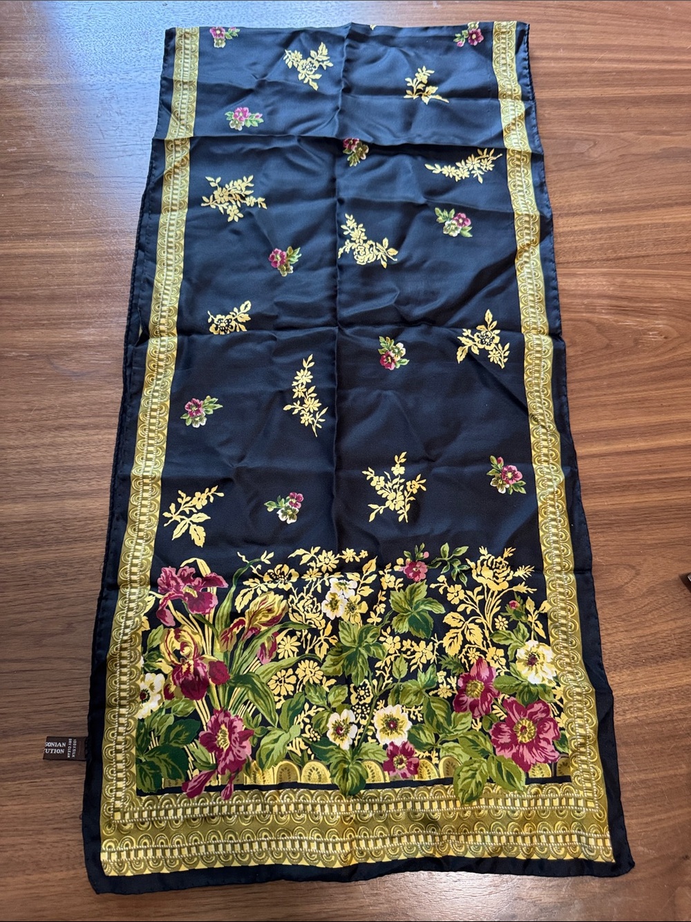 Vintage Smithsonian institution floral silk scarf